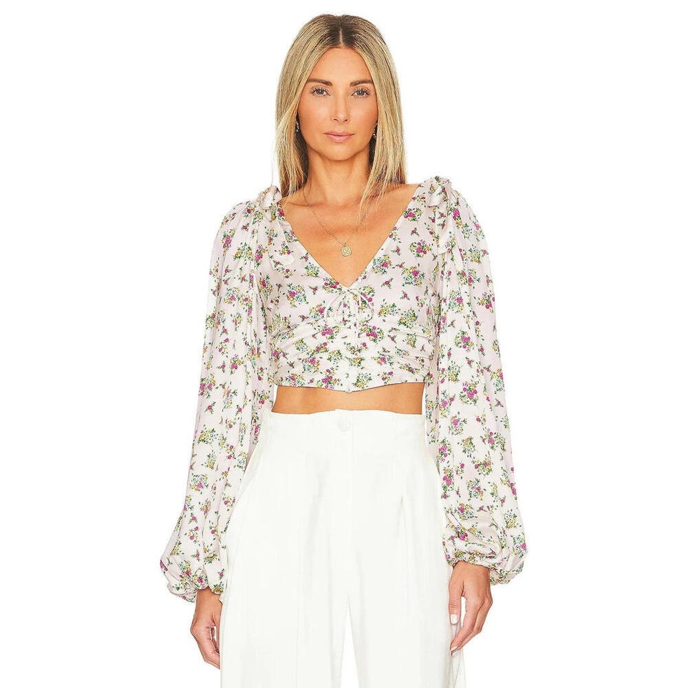 For Love and Lemons Tanya Crop Blouse Size Large